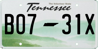 TN license plate B0731X