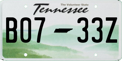 TN license plate B0733Z