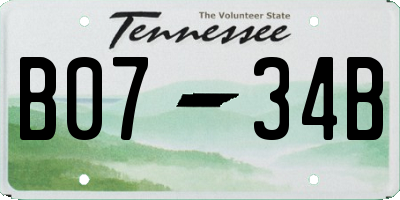 TN license plate B0734B