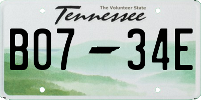 TN license plate B0734E