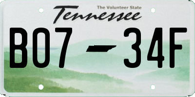 TN license plate B0734F