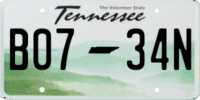 TN license plate B0734N