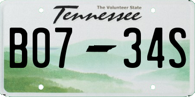 TN license plate B0734S