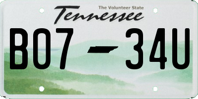 TN license plate B0734U