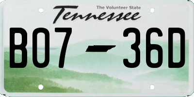 TN license plate B0736D