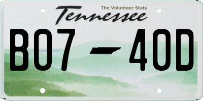 TN license plate B0740D