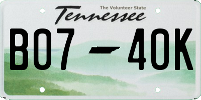 TN license plate B0740K