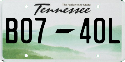 TN license plate B0740L