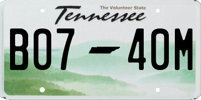TN license plate B0740M