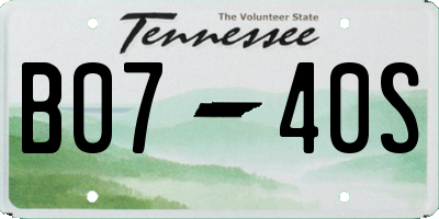 TN license plate B0740S