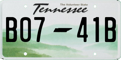 TN license plate B0741B