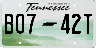 TN license plate B0742T