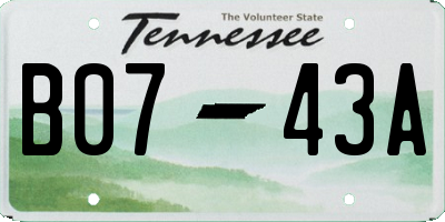 TN license plate B0743A