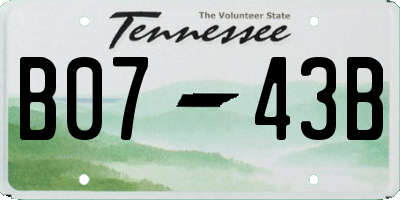 TN license plate B0743B