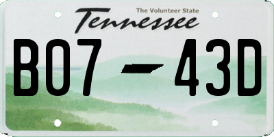 TN license plate B0743D