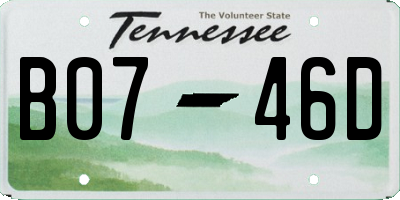 TN license plate B0746D