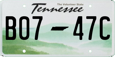 TN license plate B0747C