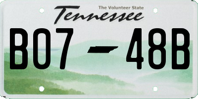TN license plate B0748B