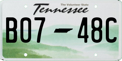 TN license plate B0748C