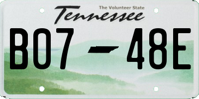 TN license plate B0748E