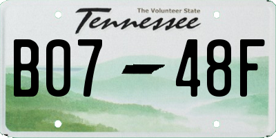 TN license plate B0748F