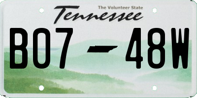 TN license plate B0748W
