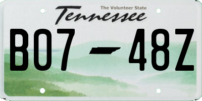 TN license plate B0748Z