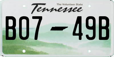 TN license plate B0749B