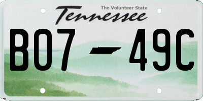 TN license plate B0749C