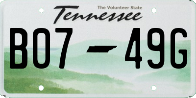 TN license plate B0749G