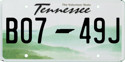 TN license plate B0749J