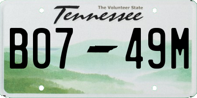 TN license plate B0749M