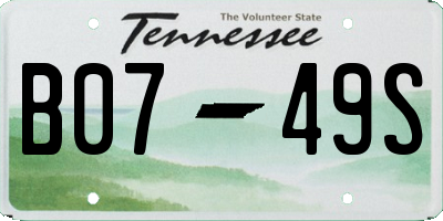 TN license plate B0749S