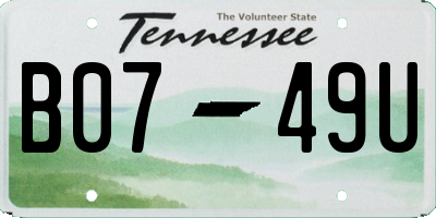 TN license plate B0749U