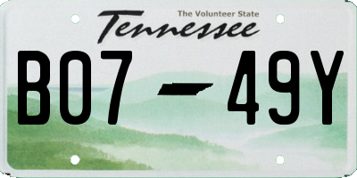 TN license plate B0749Y