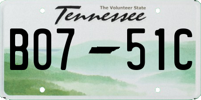 TN license plate B0751C
