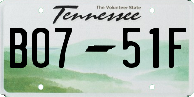 TN license plate B0751F