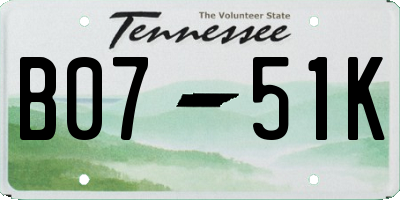 TN license plate B0751K