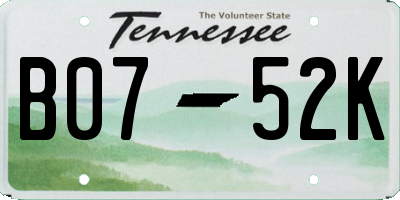 TN license plate B0752K