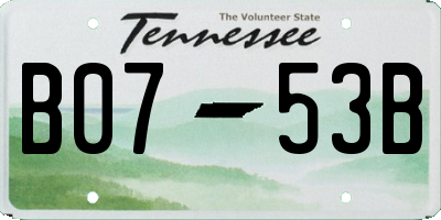 TN license plate B0753B