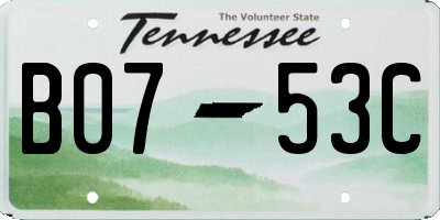 TN license plate B0753C