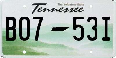 TN license plate B0753I