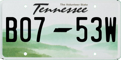 TN license plate B0753W