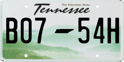 TN license plate B0754H