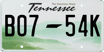 TN license plate B0754K