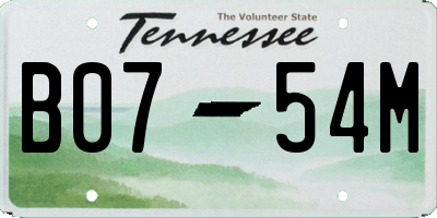 TN license plate B0754M