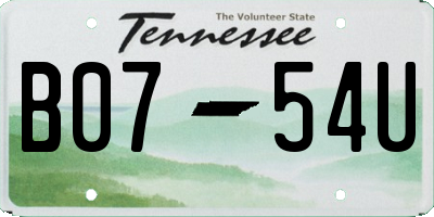 TN license plate B0754U