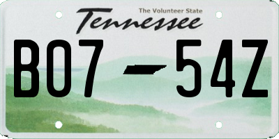 TN license plate B0754Z