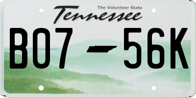 TN license plate B0756K