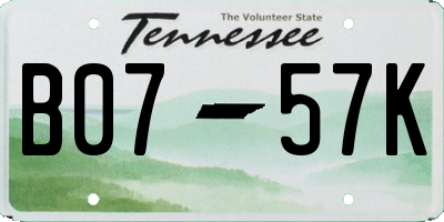 TN license plate B0757K
